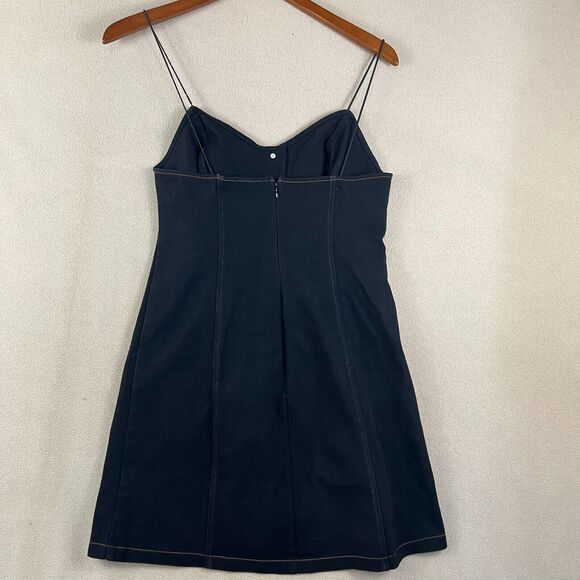 Lush Womens Dress SM Denim Bodycon Mini Roses Floral Spaghetti Strap Stretch Y2K - Picture 4 of 8